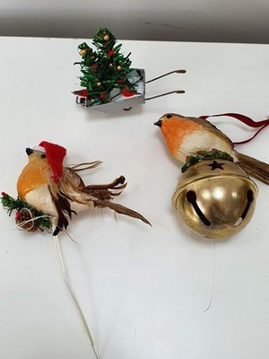 Vintage Rotkehlchen Weihnachtsschmuck Konvolut 3 Stück