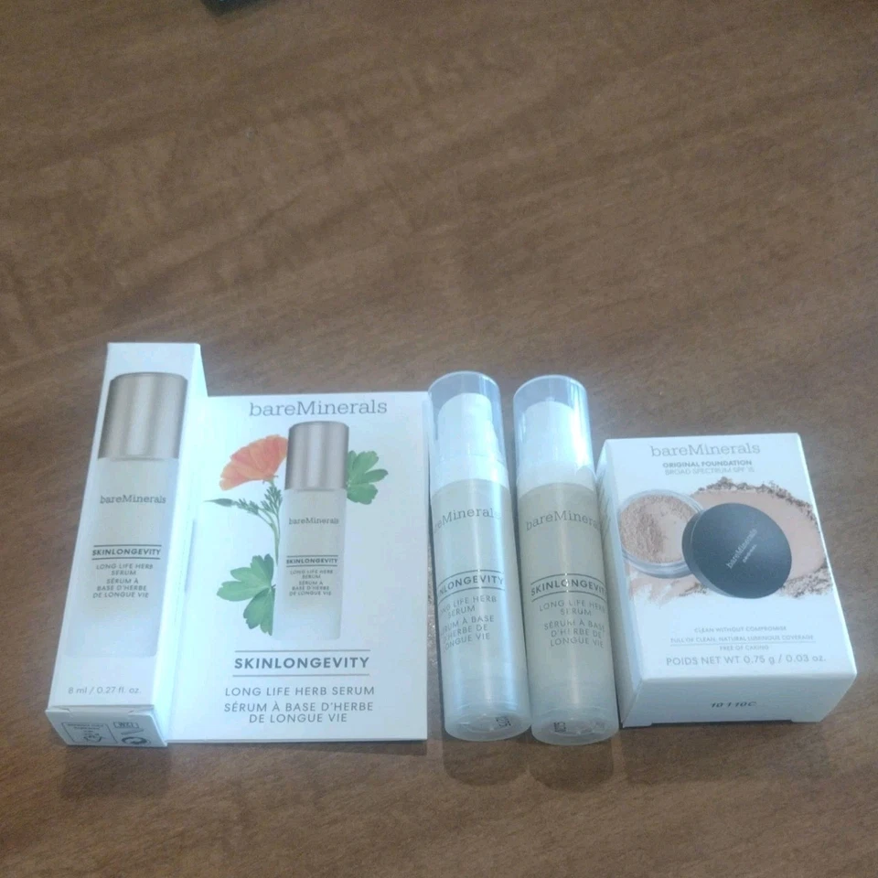 3 X Bareminerals Skinlongevity Long Life Herb Serum 0.27oz EACH MINI NIB - Image 2 of 2