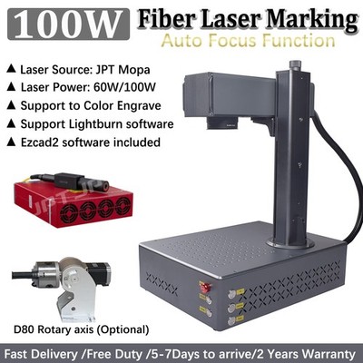 Auto focus JPT 100W Mopa fiber laser marking machine laser engraver for metal