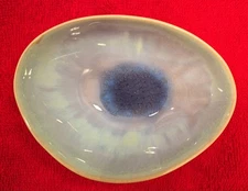 ADORABLE LITTLE Crate & Barrel Bowl 4" Caspian Blue Reactive ASYMMETRICAL, RARE 