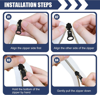 12 Sets Zipper Repair Kit Universal Double-Sided Zipper Replacement Kit 3 Dif...