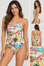 Women's High Leg Medium Coverage One Piece Swimsuit - Shade Shore Multi XS