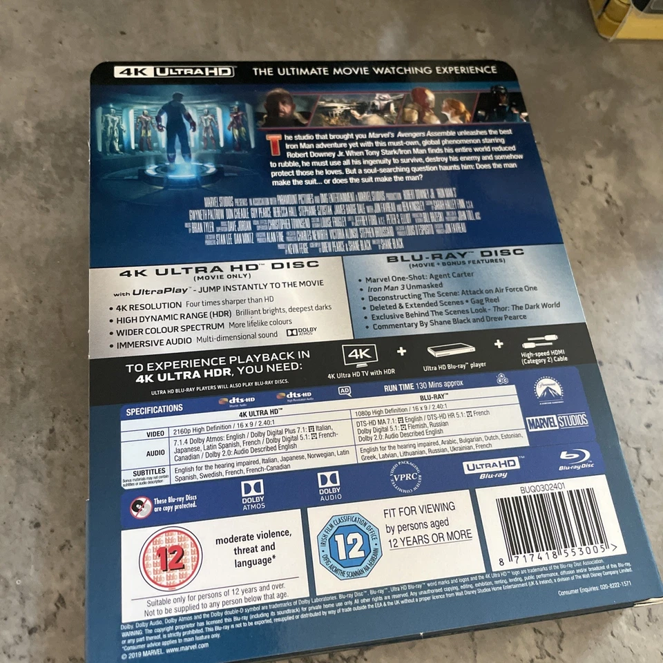 Marvel Iron Man Part 3 Limited Edtiion Steelbook 4K UHD Ultra HD Movie Film - Image 2 of 2