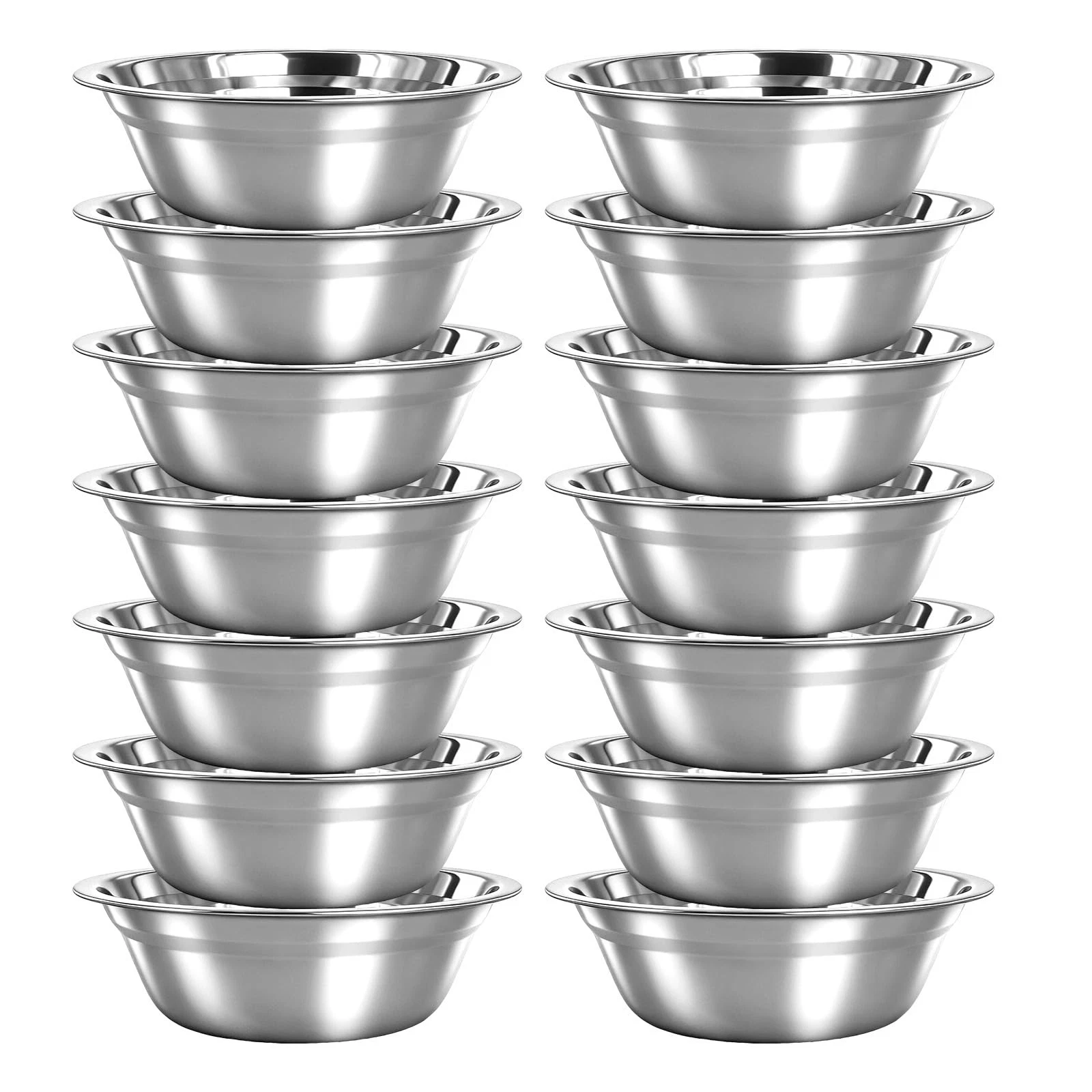 14 Pcs Stainless Steel Mixing Bowls Bulk, 8.66 x 5.1x 3 Inch Silver Metal Sal...