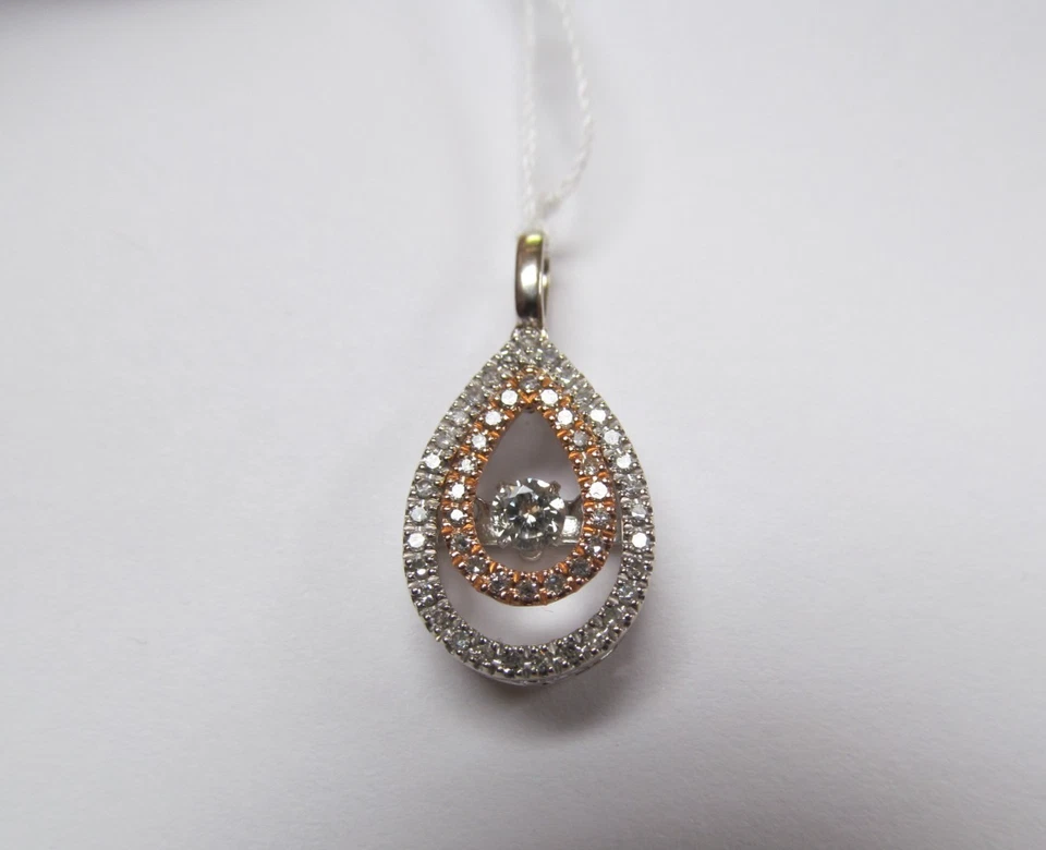 10 Kt. Colgante DIM lágrima dos tonos tamaño 15/16 pulgadas. (1,97 g) SOLO COLGANTE Foto 3 de 4