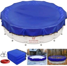 15ft Extra Thick Above Ground Pool Winter Cover w/ Winch & Cable 420D Tear Resis