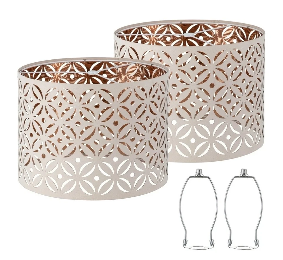 Juego de 2 pantallas de tambor rosa de 10"x13" con recortes decorativos Foto 2 de 4