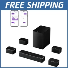 App-Controlled Soundbar System with Surround Speakers