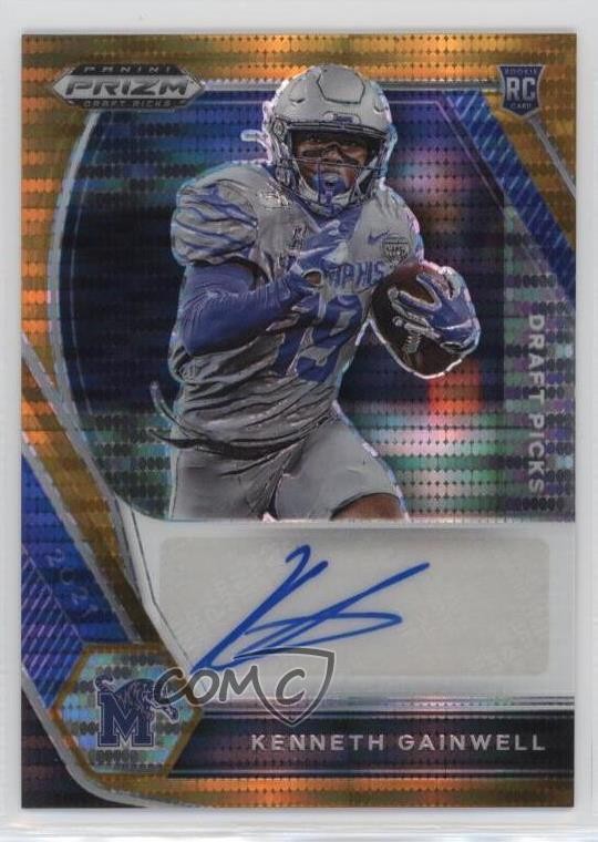 2021 Prizm Draft Picks Orange Pulsar 29/49 Kenneth Gainwell Rookie Auto RC 12fl