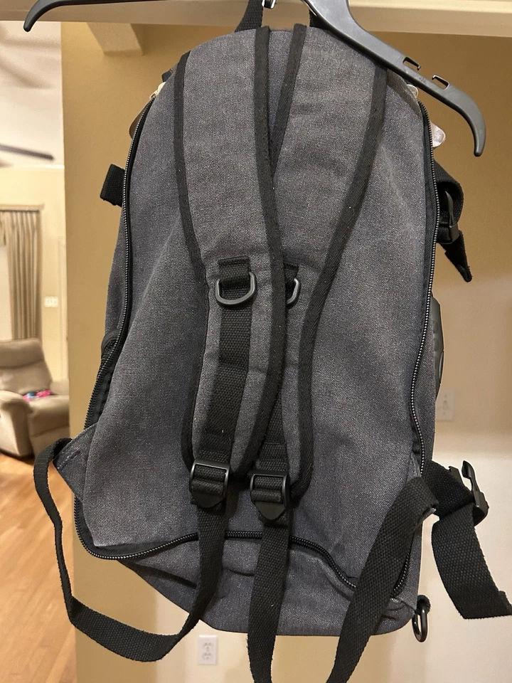 Mochila de lona vintage para laptop KAKA - Azul - Imagem 2 de 4