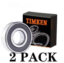 (2 PACK) TIMKEN 6204-2RS C3 20X47X14MM Double Rubber Seal Bearings