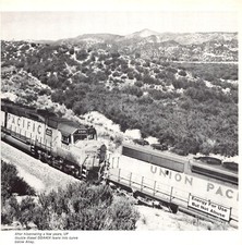 Union Pacific Double Diesel DDA40X On Curve Below Alray CA Vtg Magazine Excerpt
