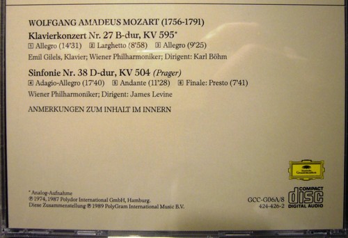 Mozart, Klavierkonzert, Sinfonie Klassik CD sonder Edition - Bild 2 von 2