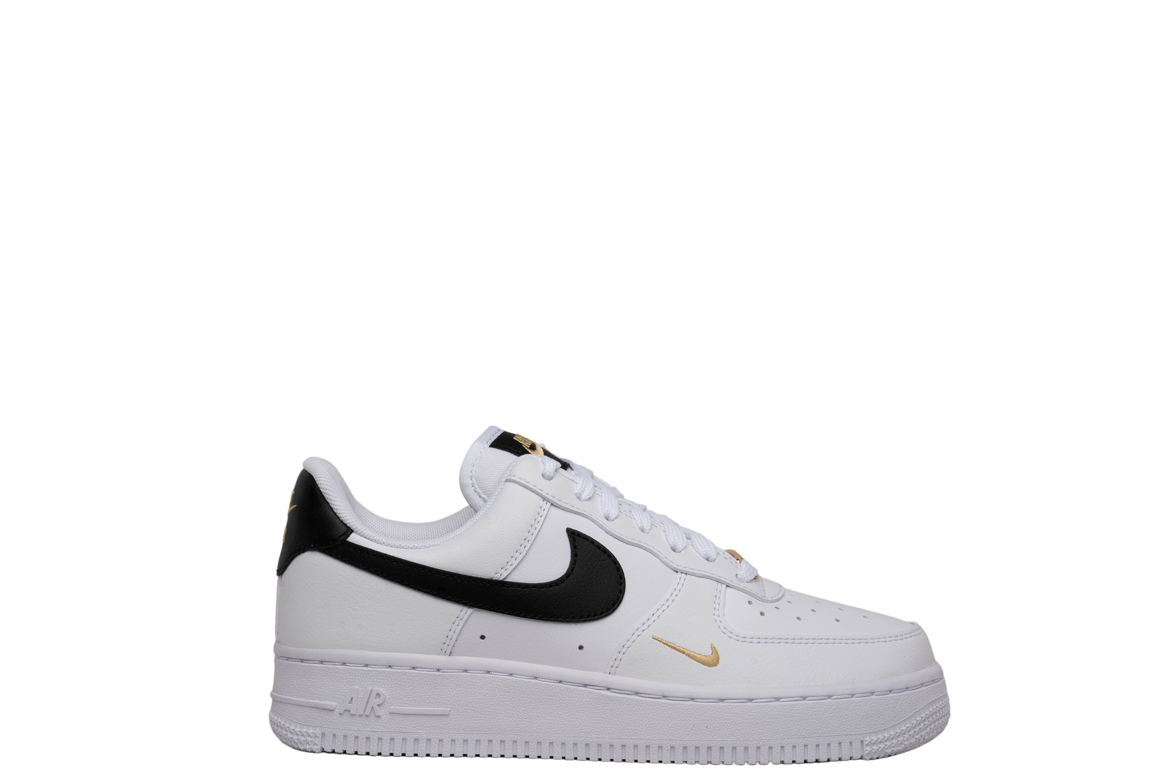 Merg Perforatie Weerkaatsing Nike Air Force 1 Low '07 Essential White Black Gold Mini Swoosh W for sale  | eBay