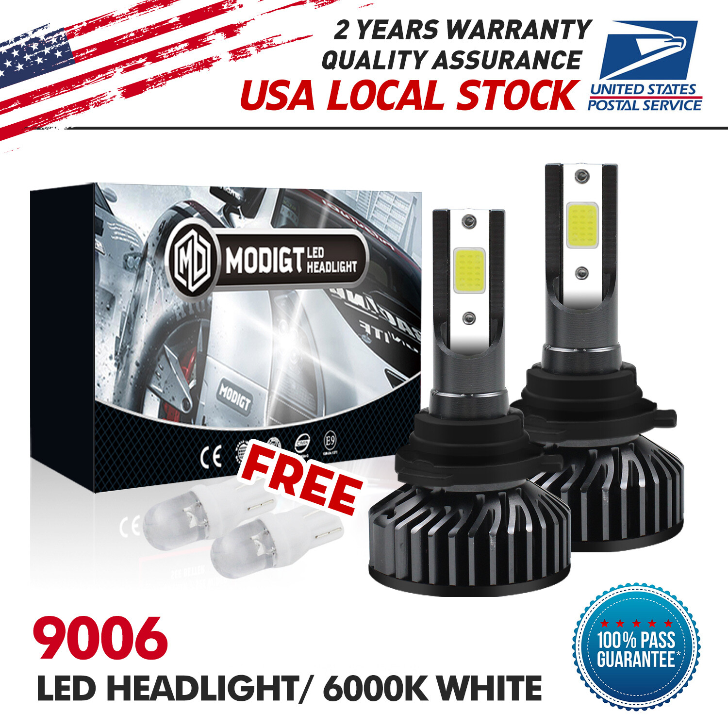 9006 HB4 LED Headlight Durable High or Low Beam Bulbs  Super White Bright Lamp