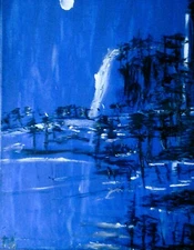 Medium original watercolor on canvas signed