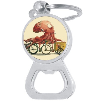 Octopus Bicycle Funny Bottle Opener Keychain Metal Beer Bar Tool Key Ring 