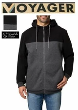 Voyager Mens Full Zip Fleece Hoodie Jacket Polar Fleece Black Size Variety