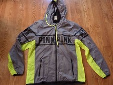 VICTORIAS SECRET PINK ANORAK ZIP POCKETS LINED ZIP UP WINDBREAKER SOLD OUT NWT