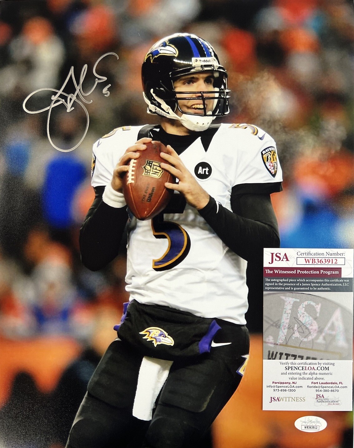 Joe Flacco Autographed Signed Baltimore Ravens Authentic 11x14 Photo JSA COA 