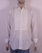 vintage 60s 70s Stix Baer  Fuller White Formal Tux Dress Shirt Pleated 15 - 34