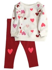 Infant Girls White  Red Heart Valentines Day Outfit Pants  Sweatshirt Set 18m