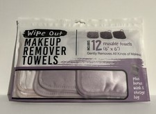 Wipe Out Makeup Remover Towels 12 Reusable 6x6 Plus Storage Bag New