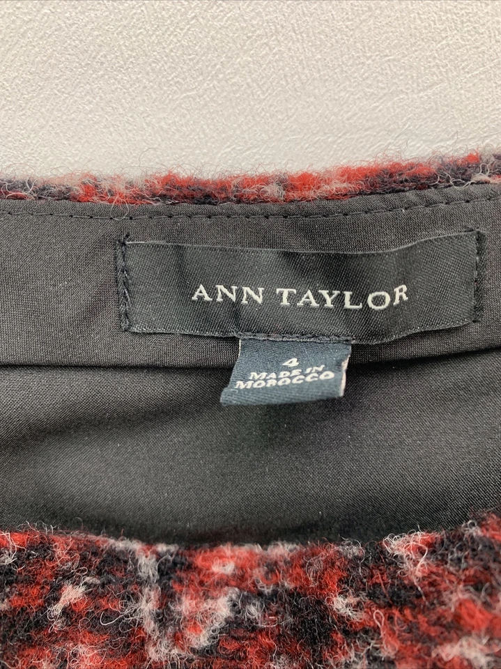 Falda Ann Taylor Mujer Talla 4 Forrada Patrón Geométrico Línea A Círculo 86% Lana Foto 4 de 4