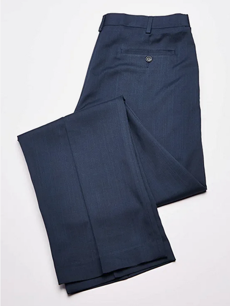 Savane Men's Flat Front Stretch Crosshatch Dress Pant Cotton Dk Blue[ 32x32]