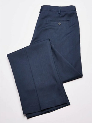 Savane Men's Flat Front Stretch Crosshatch Dress Pant Cotton Dk Blue[  32x32]