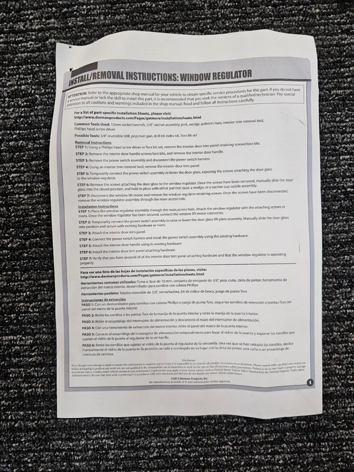 Motor e regulador de janela dianteira esquerda Dorman 751-090 para Ford Escort 1997-2002 - Imagem 3 de 4