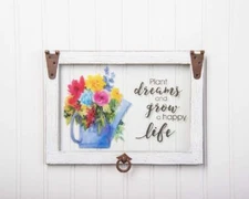 Ganz E9 Home Patio Decor Window Wall Art Plaque Flowers 12x8.5in EA17721