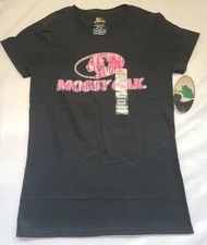 New! Mossy Oak L Bottomland T-Shirt Black Pink Camo Juniors Women's Size Large
