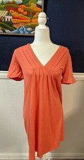 J. Crew Salmon Coral Pink Short Sleeve V-Neck 100% Cotton Dress Sz Small S