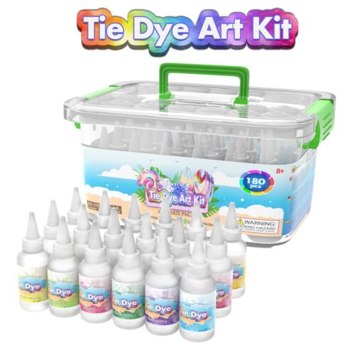 Tie Dye Kit Set of 18 Colours Ink Tie-Dye Kits for Dyeing Fabric Clothes 180pc - Afbeelding 1 van 5