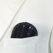 NEW - Men's Sequin Pre-Folded Pocket Square Insert - Navy Blue