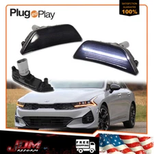 Smoked White LED Front Side Marker Lights Assembly For 2021-2024 Kia K5 Gen5 DL3