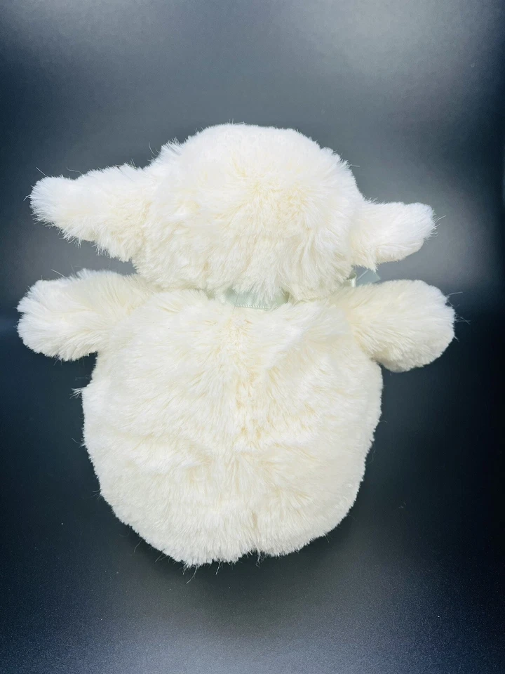 Bearington Baby Lamb Sheep Plush Green Bow Beanbag Stuffed Animal Toy 7” Spring - Image 3 of 4