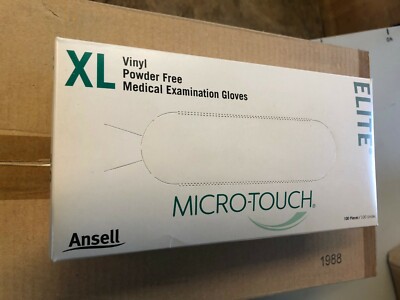 100 XL Vinyl Powder Free Medical Examination Gloves MICRO-TOUCH EXP 2019-03