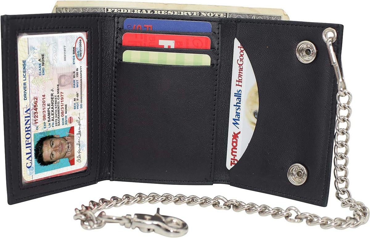 Porta Banconote Portafoglio Uomo In Vera Pelle Con Catena - 19 Portacarte, RFID, Con Portamonete I Miei Ordini - Foto 6