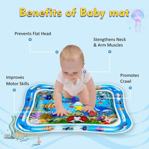 Tummy Time Baby Water Mat Infant Toy Inflatable Play Mat Pad Newborn Boy Girl - Picture 3 of 6