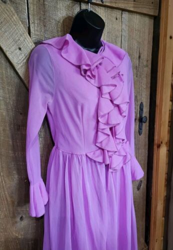 Vintage 60er Union Made GM Damen S Orchidee Nachthemd Rüschen transparent Morgenmantel LESEN - Bild 7 von 23