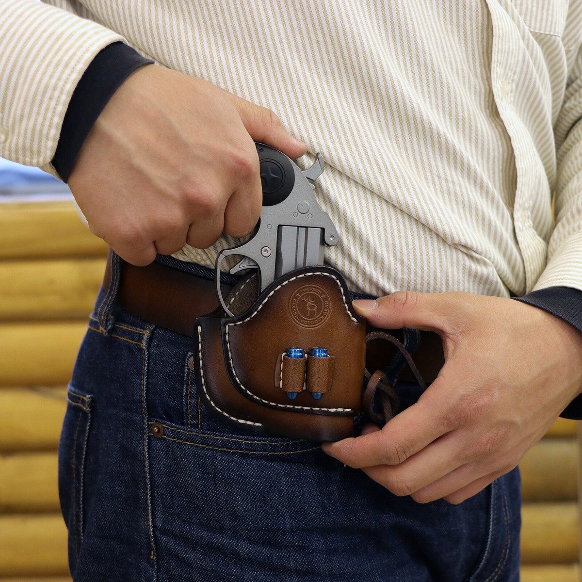 Tourbon Retro Leather OWB Holster For Bond Arms Derringers – Fits .22 Mag, .357 Mag Barrels