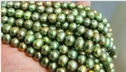 18"7-9mm natural south sea genuine olive green near round pearl necklace 3128AA