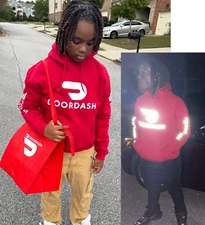 Reflective Hoodie DoorDash or Flex Delivery Driver Red Black Blue Door Dash