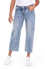 BLUE MONKEY JEANS B WARE NEU BLAU WEIß 3/4 LÄNGE GÜRTEL CROPPED SKINNY SLIM