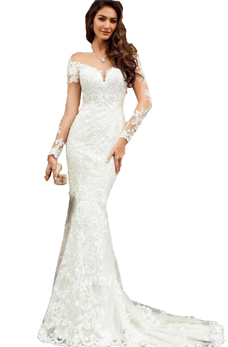 2 Women's Size Long Sleeve Wedding Dresses