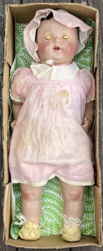 Antique Sayco Baby Doll Cloth Body Sleepy Eyes Pink Outfit - Picture 1 of 16