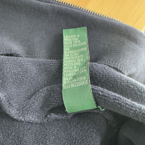 VTG Lauren Ralph Lauren Navy Zip Hoodie 100% Cotton Womens Medium Utility Pocket - Picture 13 of 13