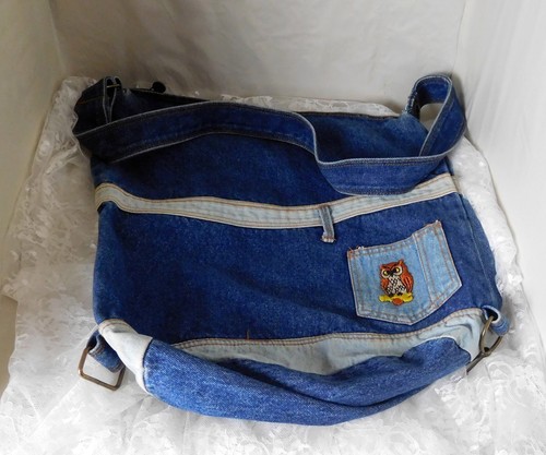 Bijoux Int'l Denim Asymmetrical Cross Body Messenger Bag 15" x 14" x 5" - Picture 3 of 9